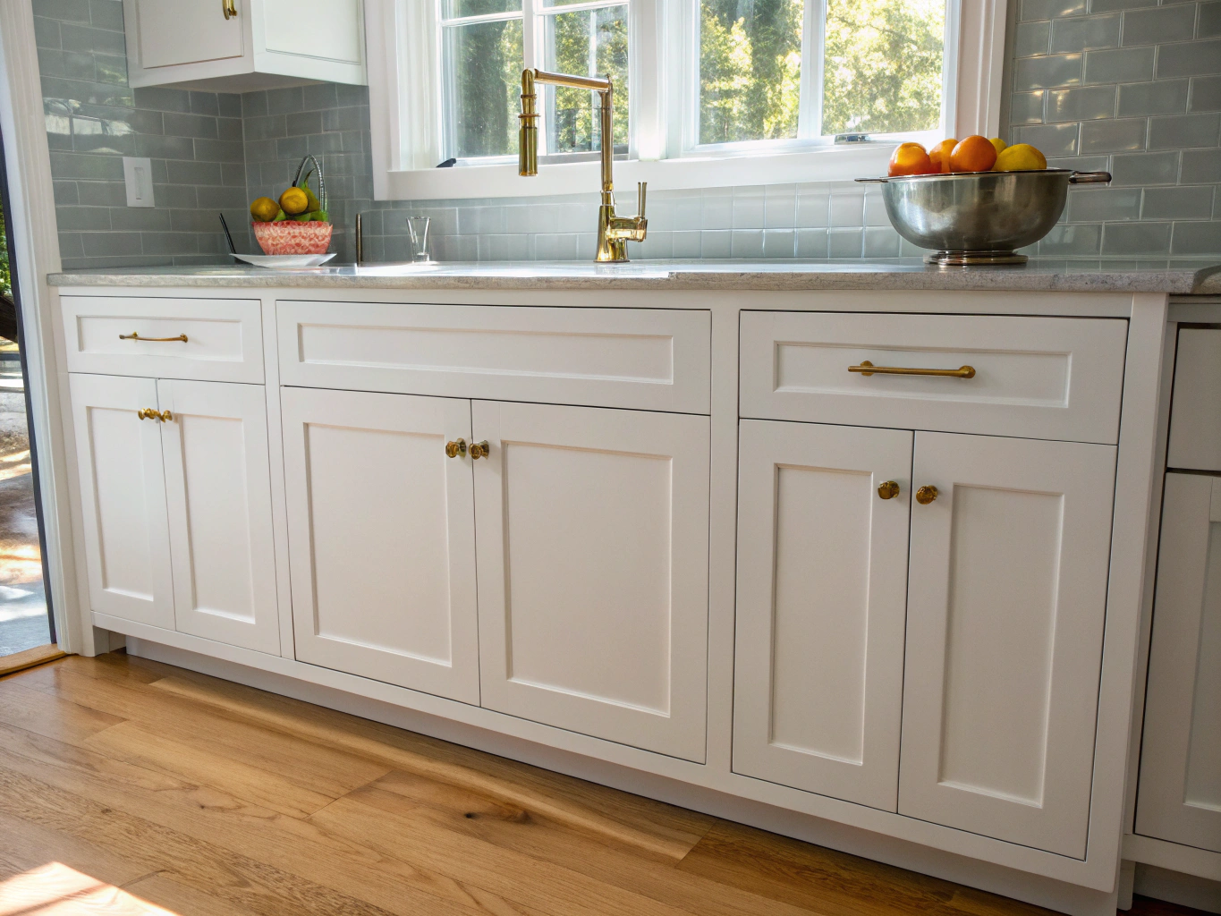 Classic white shaker style kitchen cabinets